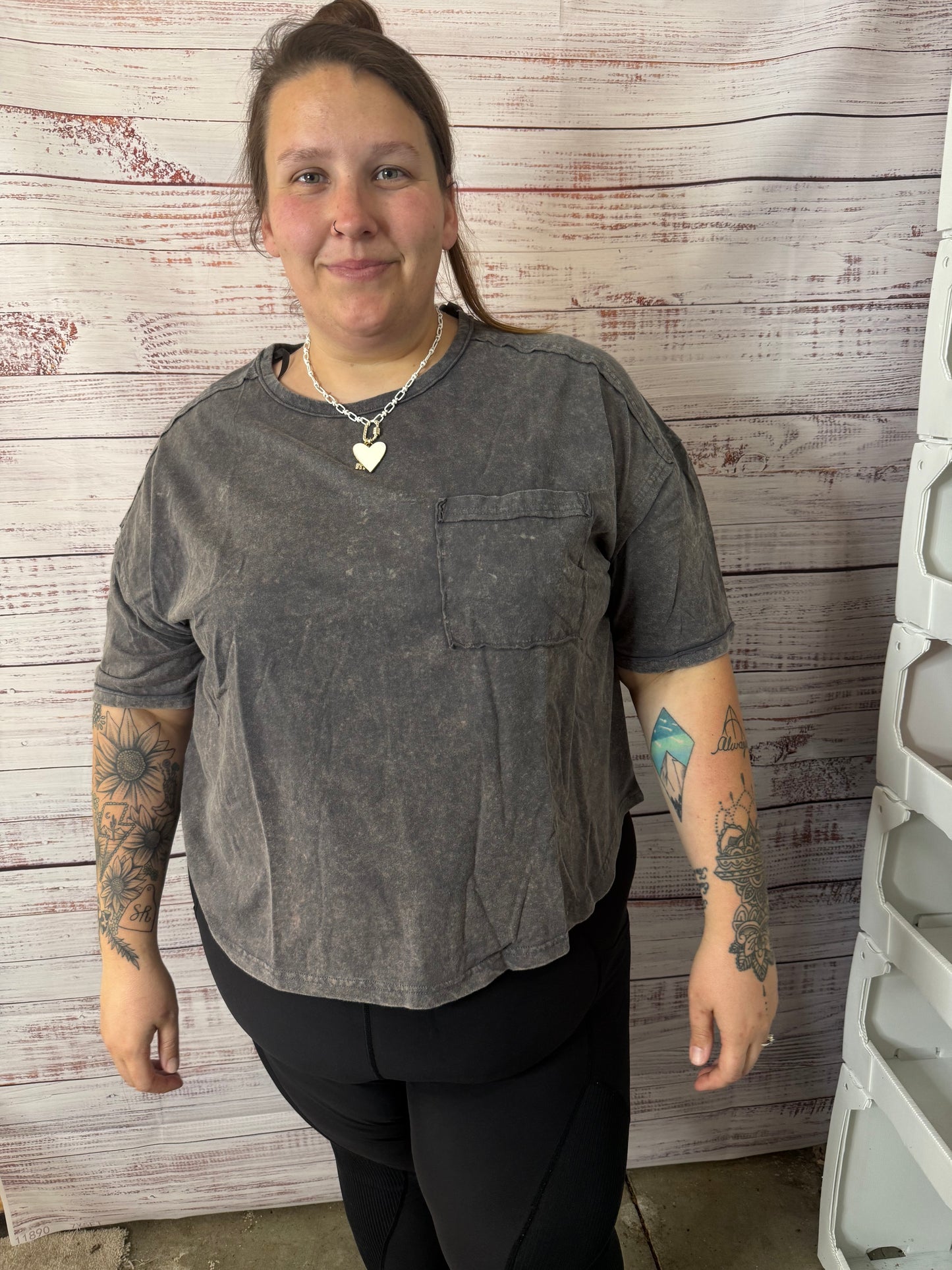 Grey Acid Wash Top