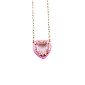 Pink AB Crystal Heart Necklace