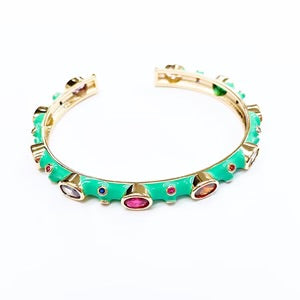 Turquoise AB Pink Crystal Cuff